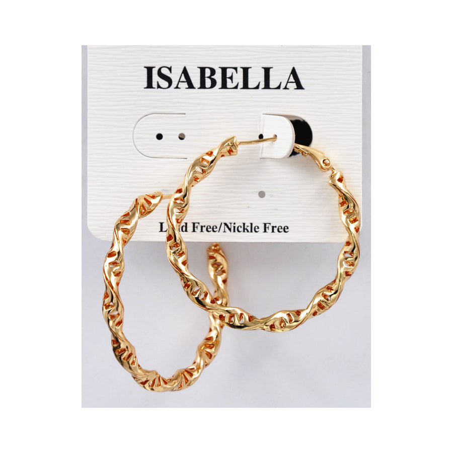Water Resistant Wavy Hoop Earrings (GOLD TONE)