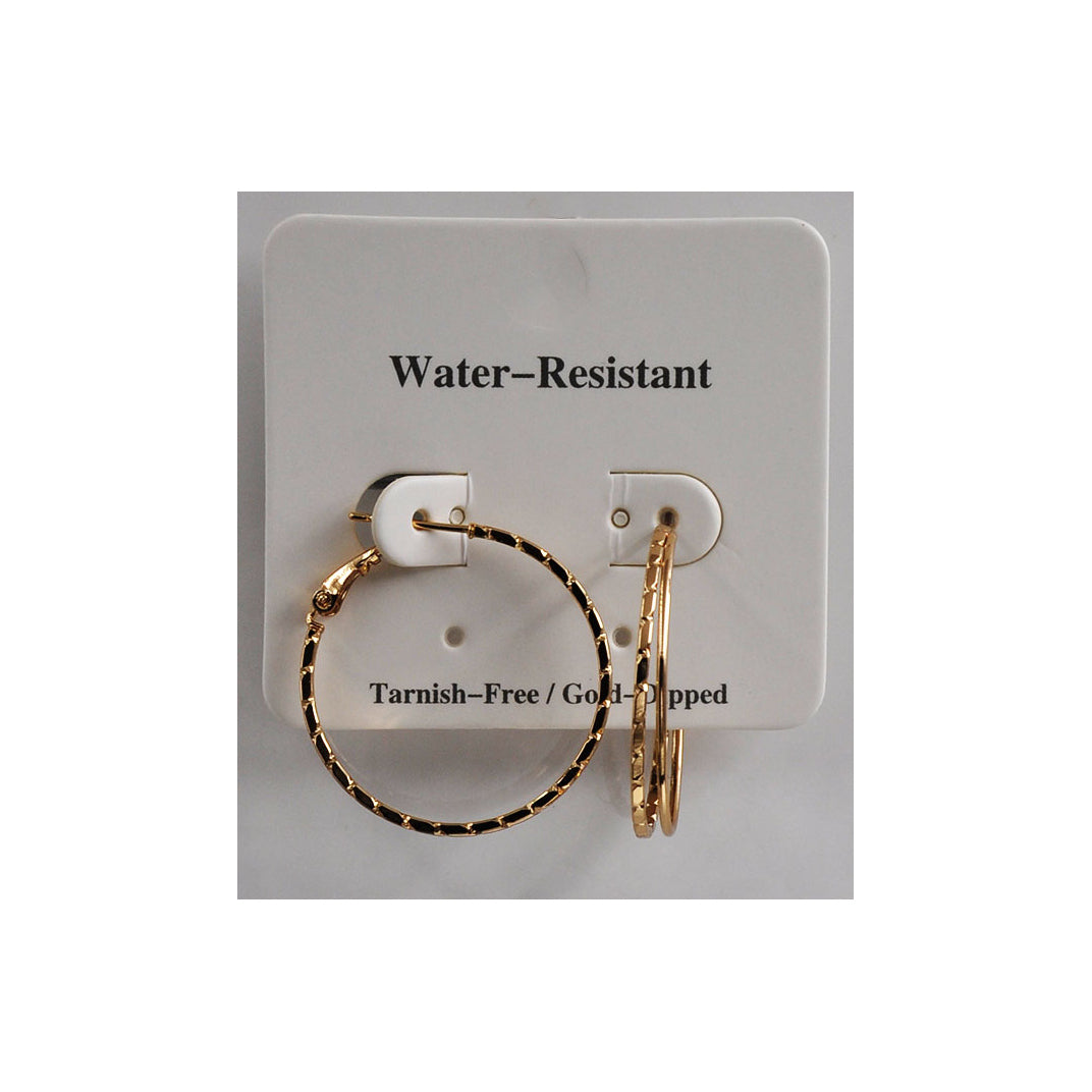 Water Resistant Textured Double Hoop Earrings (GOLD TONE)