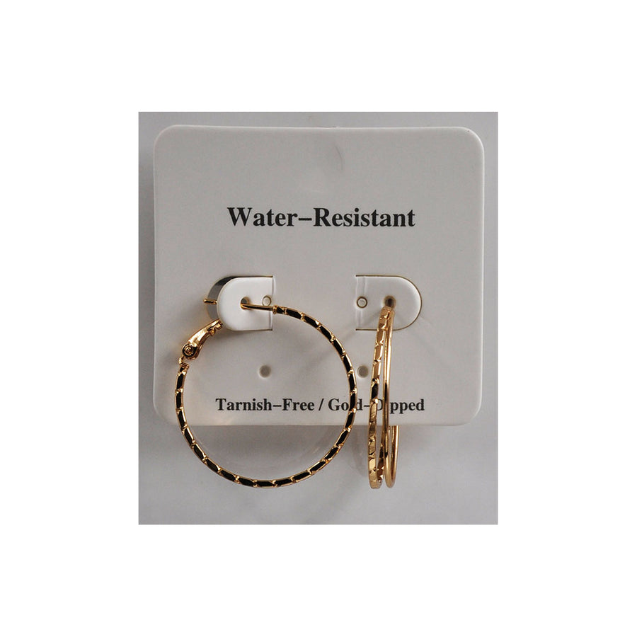 Water Resistant Textured Double Hoop Earrings (GOLD TONE)