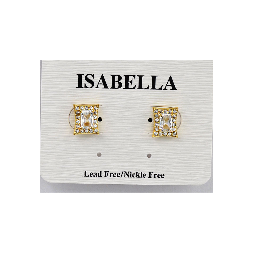 Water Resistant Rectangle Earrings (GOLD TONE)