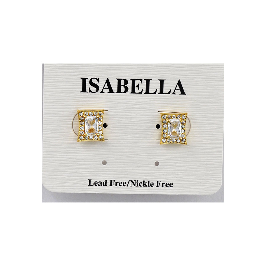 Water Resistant Rectangle Earrings (GOLD TONE)