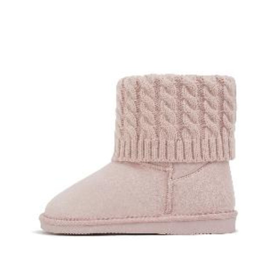 Cable Knit Cuff Kids Boot (LIGHT PINK)