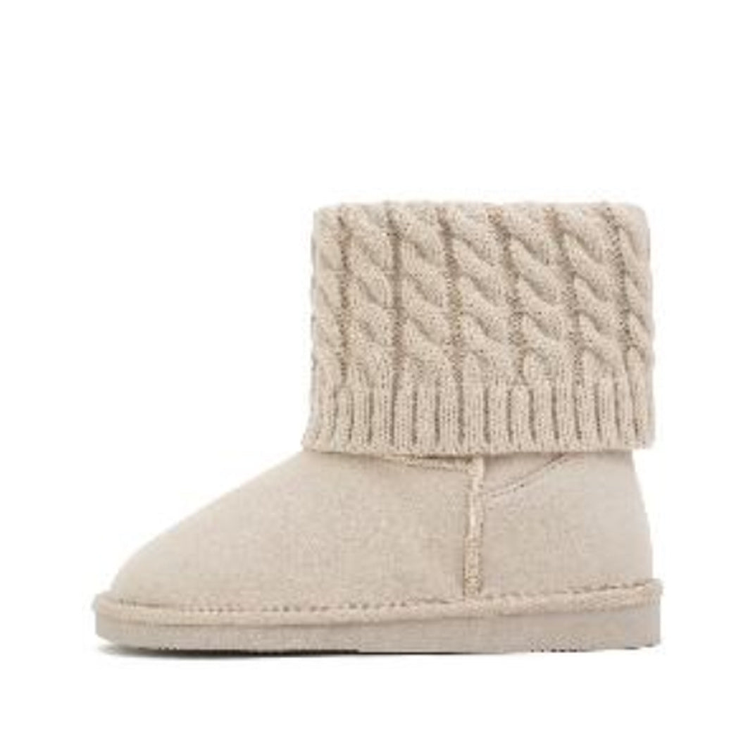Cable Knit Cuff Kids Boot (TAUPE)