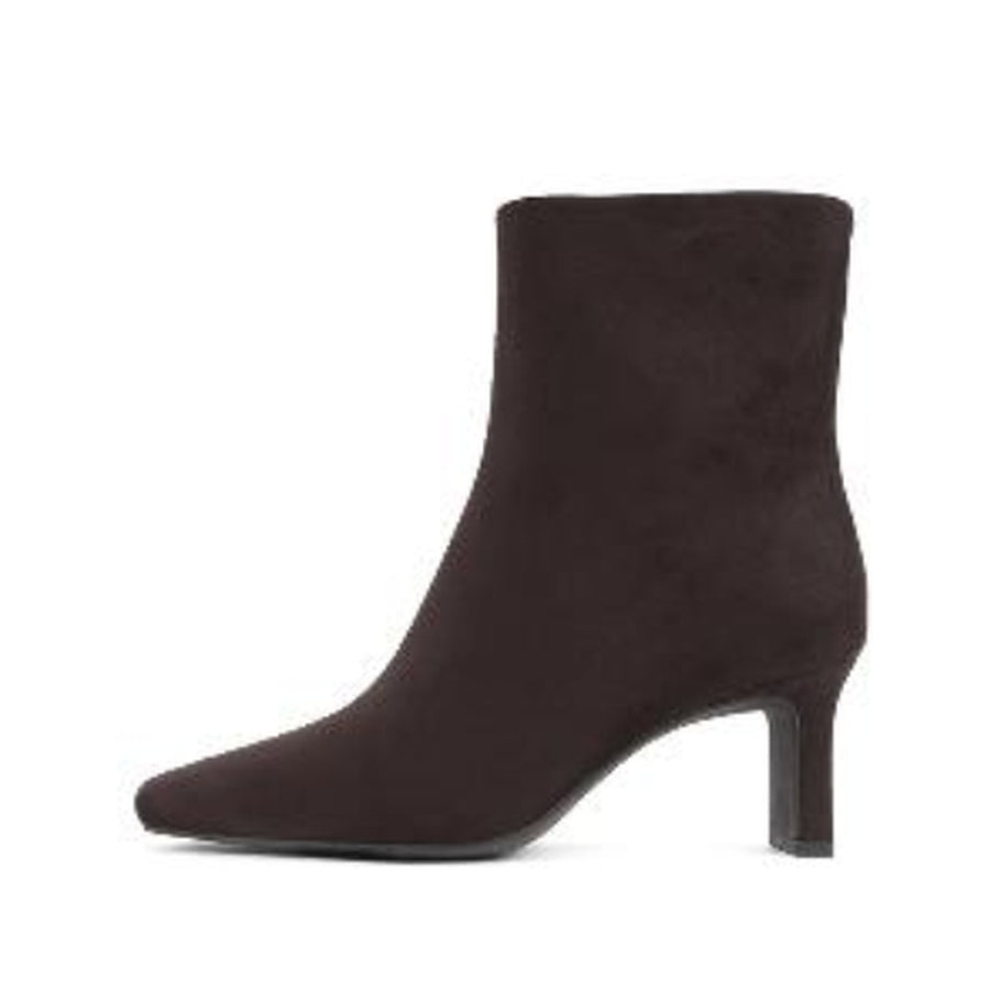 Square Toe Block Heel Ankle Boot (BROWN)