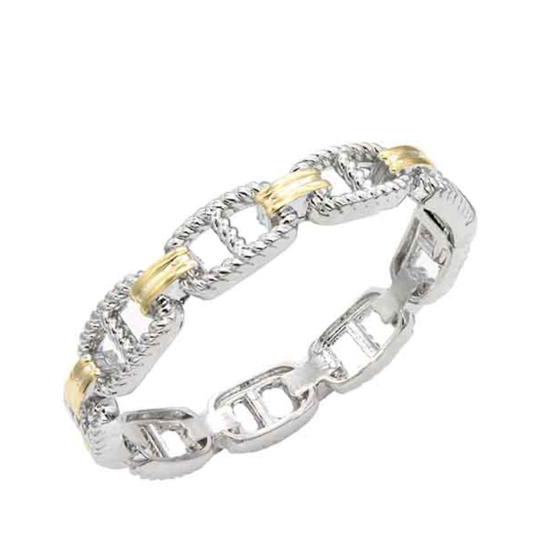 14K Gold Plated 2-Tone Hinged Bangle Bracelets