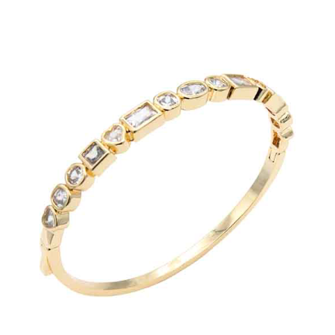 14K Gold Plated Clear CZ Bangle Bracelet