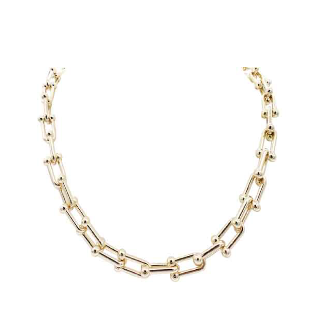 14K Gold Plated Interlock Chain Necklace
