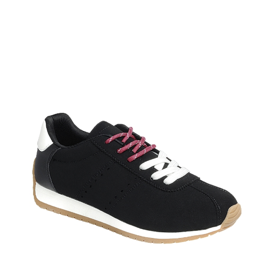 2 Color Lace Casual Sneaker (BLACK)