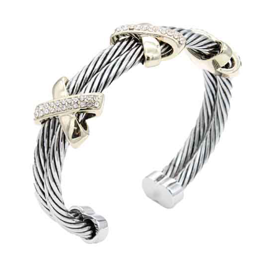 2-Tones with Crystal Cable Bracelets