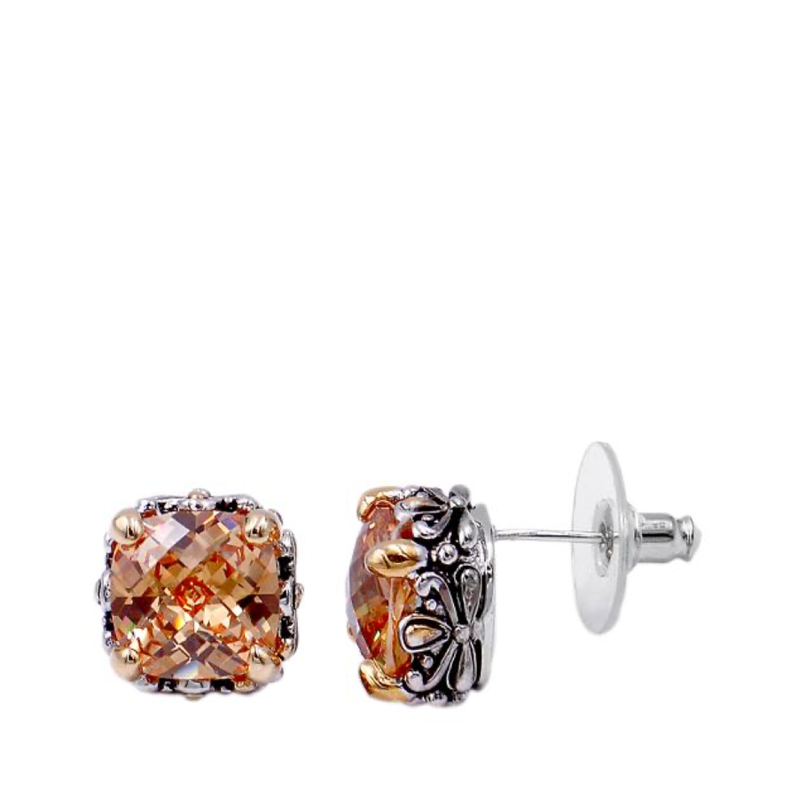 2-Tones with Topaz Cubic Zirconia Earrings