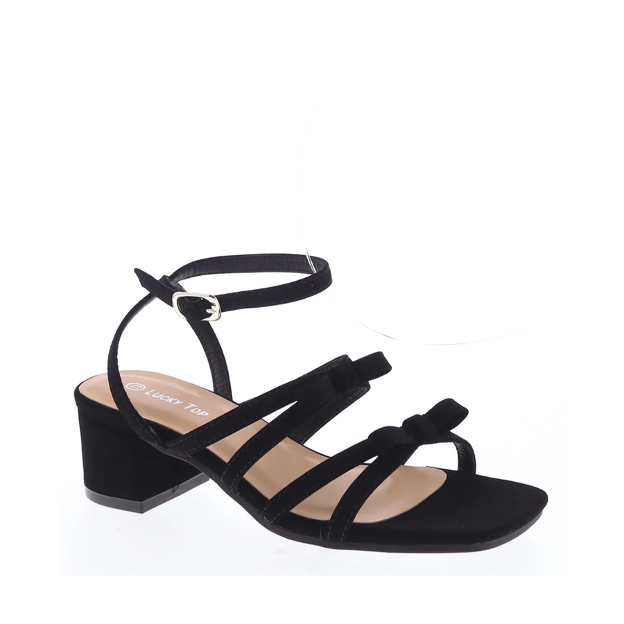 2Bow Buckled Kids Dress Sandal (BLACK)