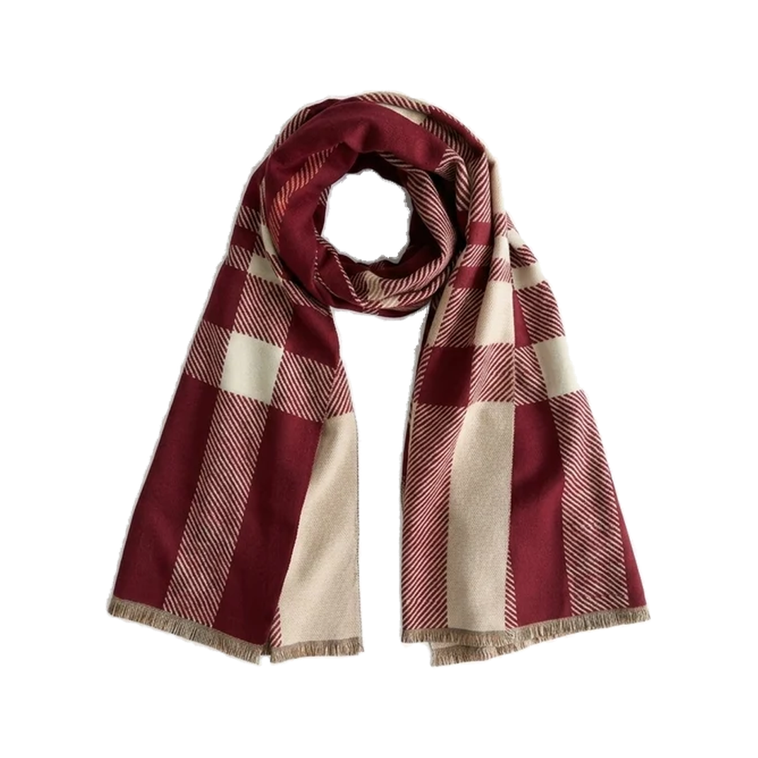 Plaid Pattern Scarf (BURGUNDY/WINE)