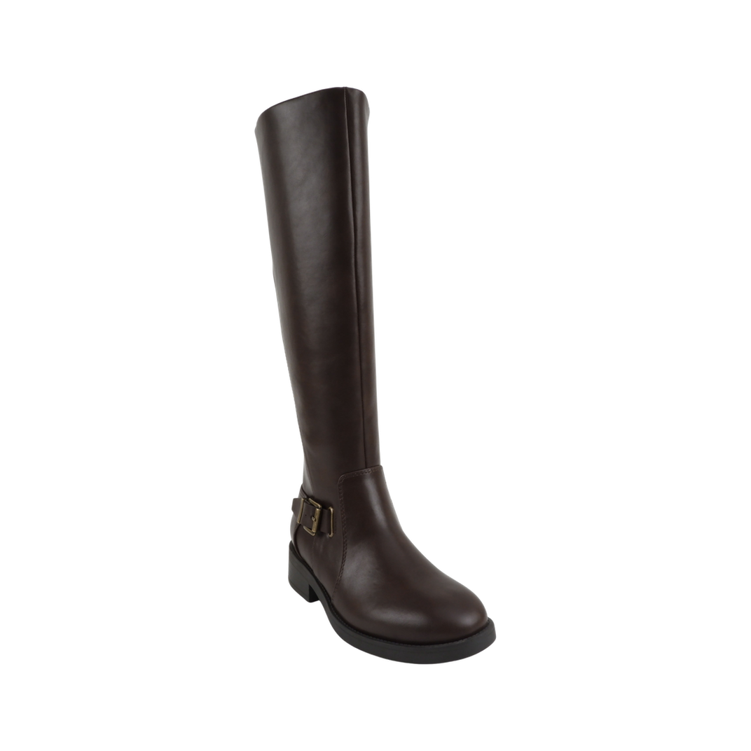 Buckle Detail Tall Riding Boot (DARK BROWN)