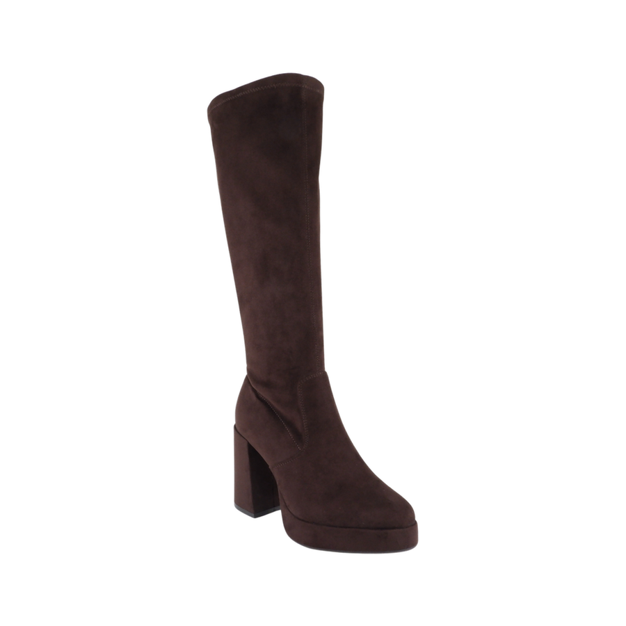 Suede Platform Knee High Dress Boot (BROWN)
