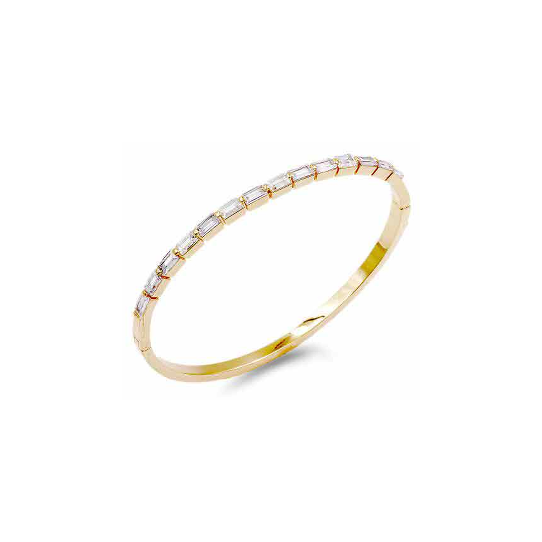 Gold Plated w/ClearCZ Hinged Bangle
