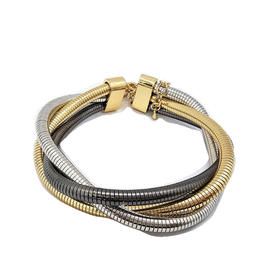 Mixed Metal Coils Woven Bracelet
