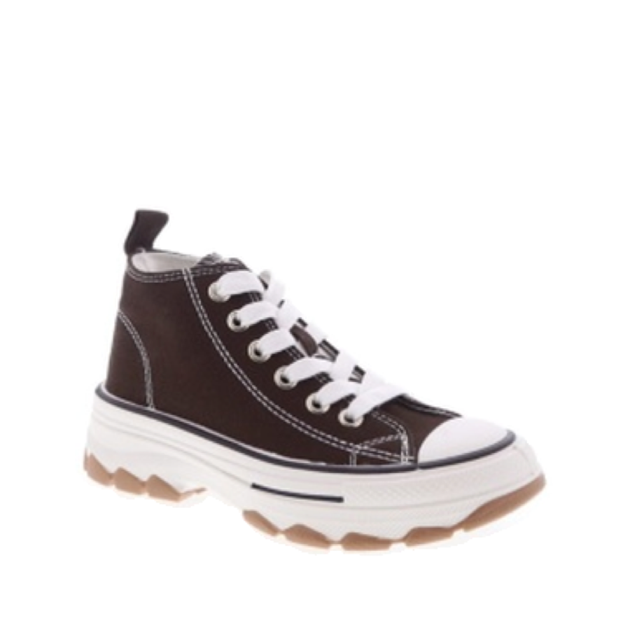 Canvas Lace Up Kids Sporty Sneaker (BROWN)