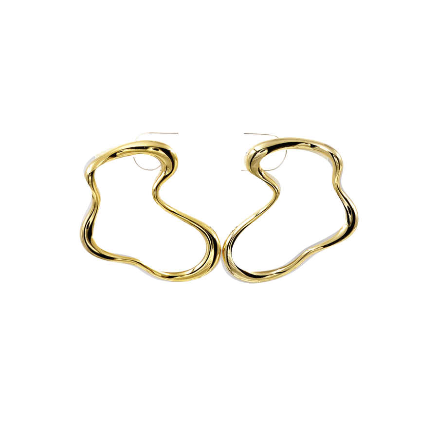 Gold 3D Squiggle Earring