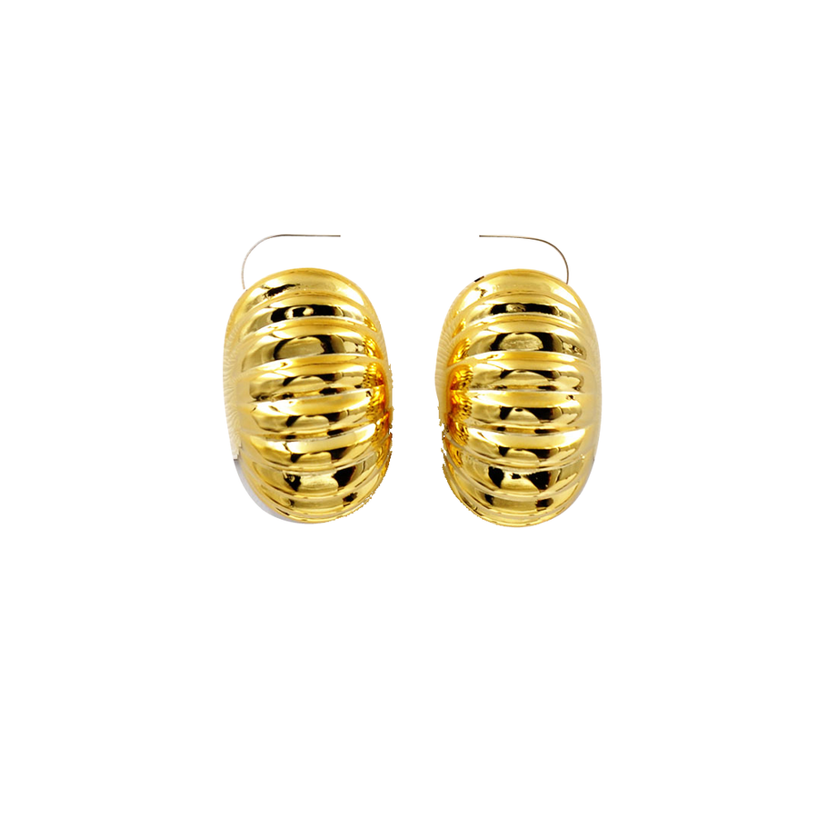 Gold Ribbed Earrings
