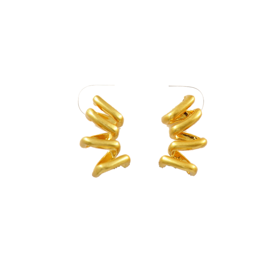 Gold 3D Coil Earring