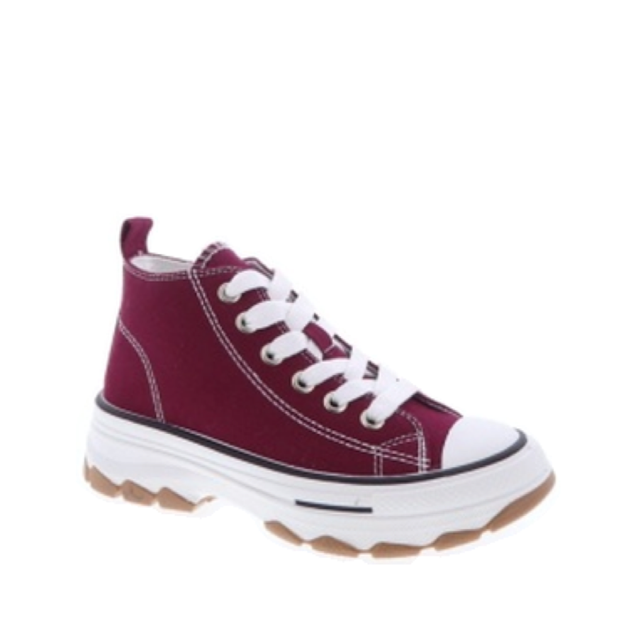 Canvas Lace Up Kids Sporty Sneaker (WINE)