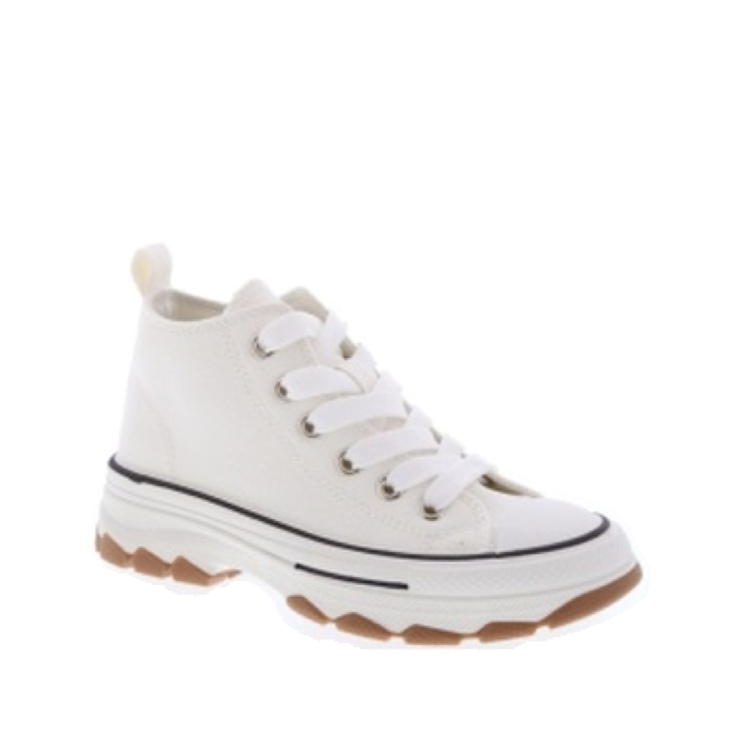 Canvas Lace Up Kids Sporty Sneaker (WHITE)