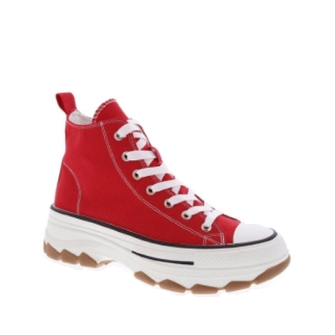 Canvas Lace Up Sporty Sneaker (RED)