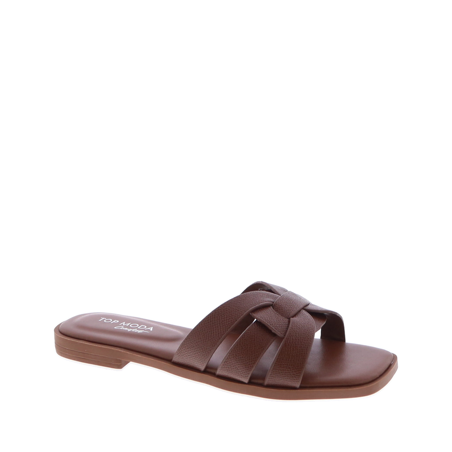 Woven Strap Slide Sandal (BROWN)