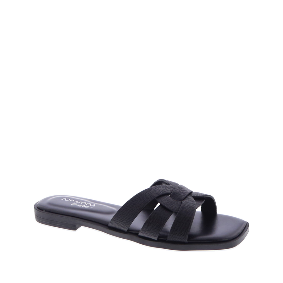 Woven Strap Slide Sandal (BLACK)