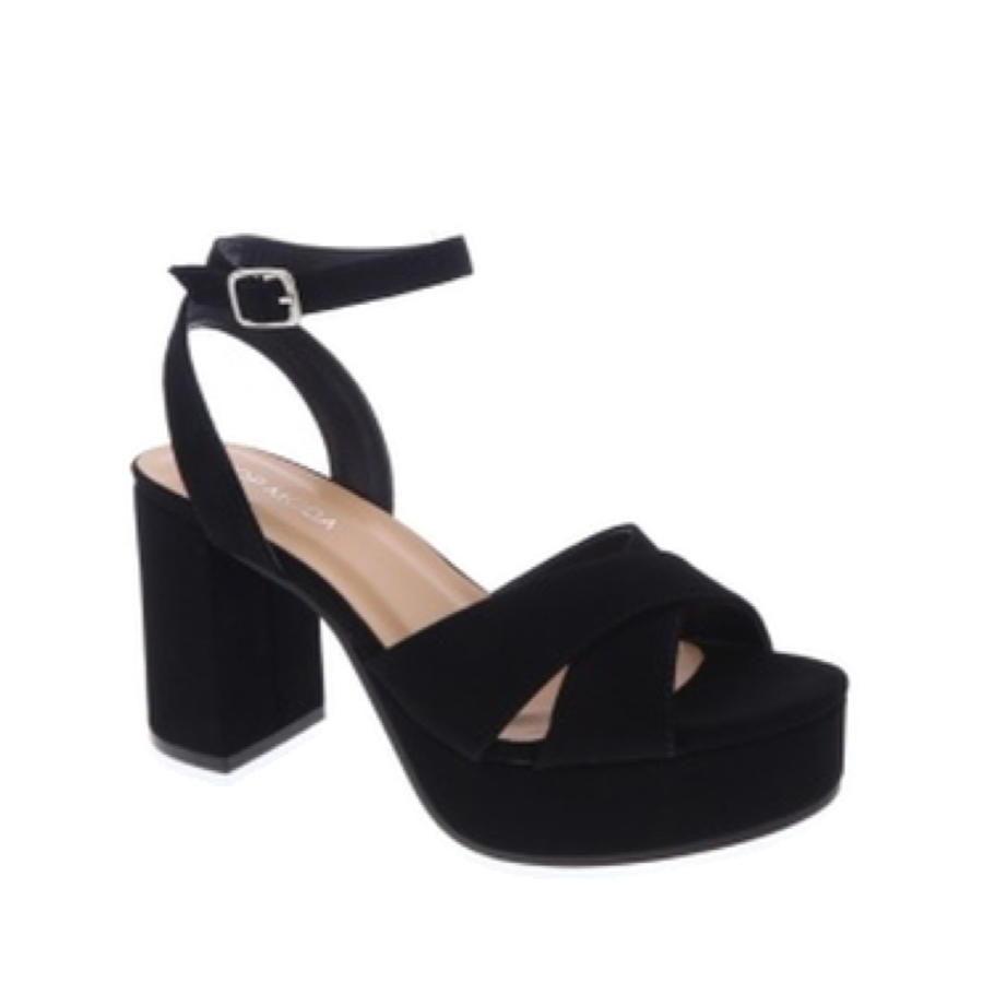 Cross-Strap Platform Dress Sandal (BLACK)