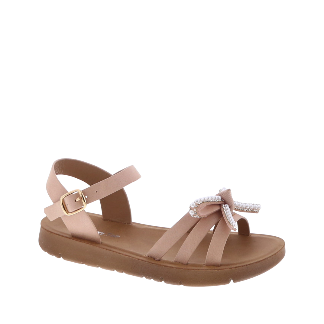 Mini Pearled Bow Buckled Kids Sandal (BLUSH)