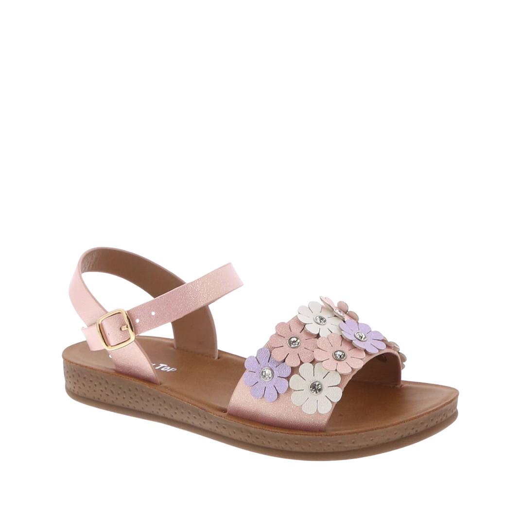 Multi 3D Flower Velcro Kids Sandal (PINK)