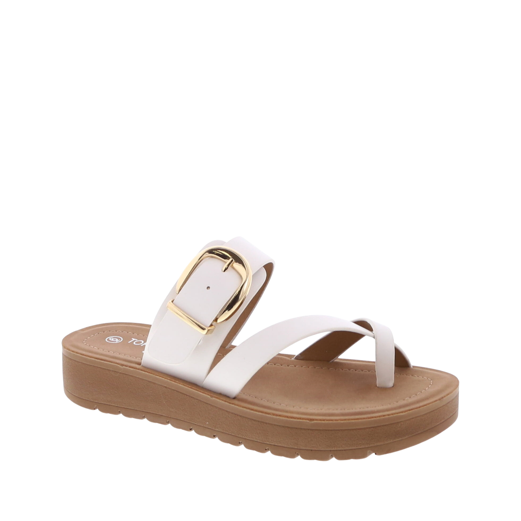 X-Strap Buckle Slip-On Sandal (WHITE)