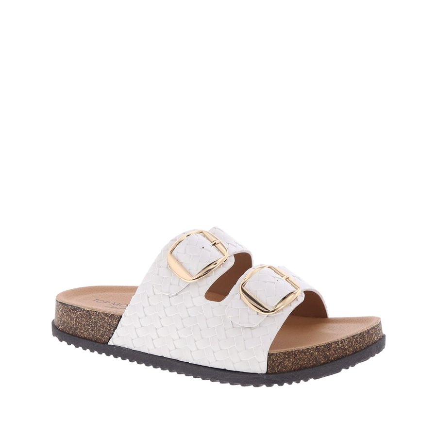 2Buckle Woven Slip-On Sandal (WHITE)