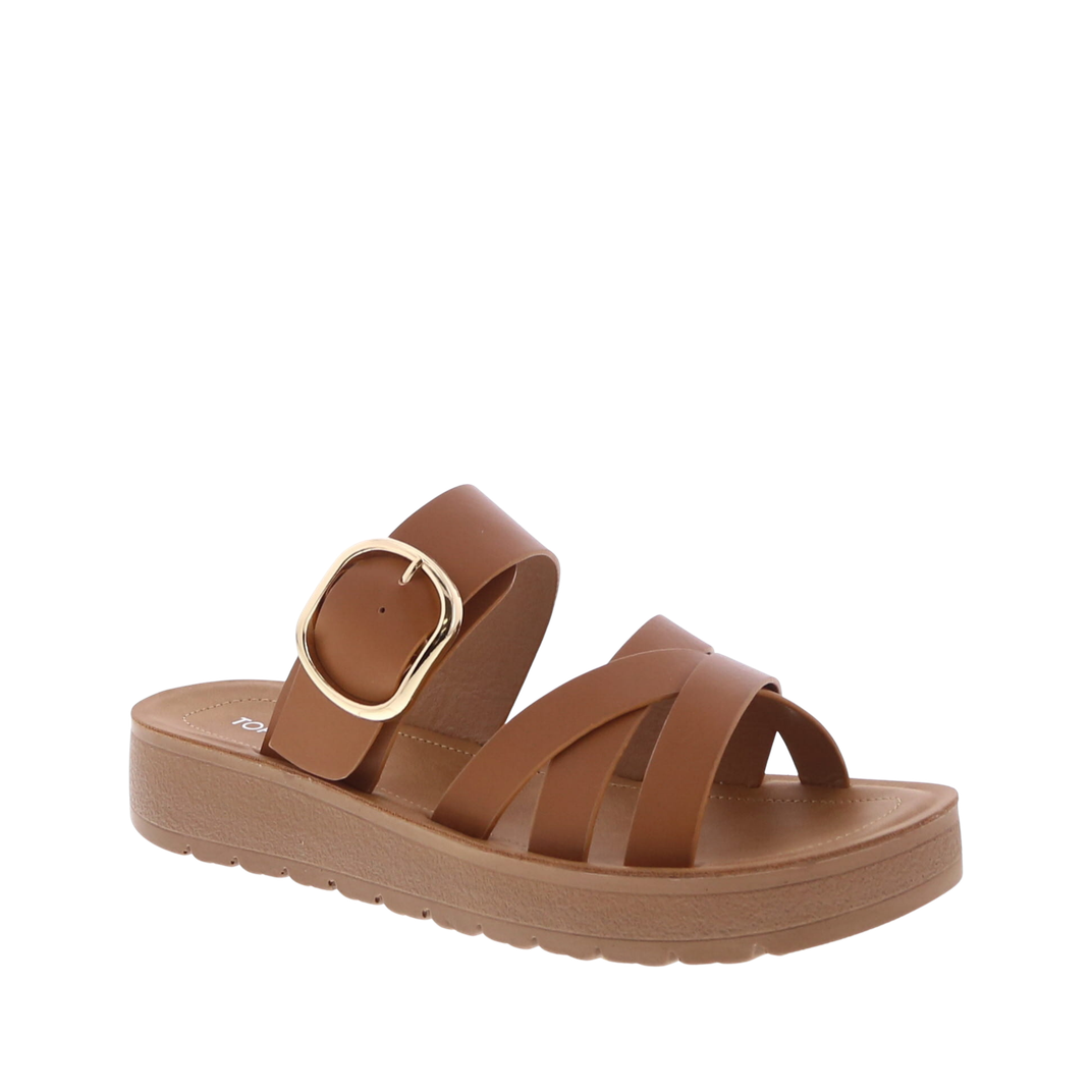 Big Buckle Strappy Sandal (TAN)