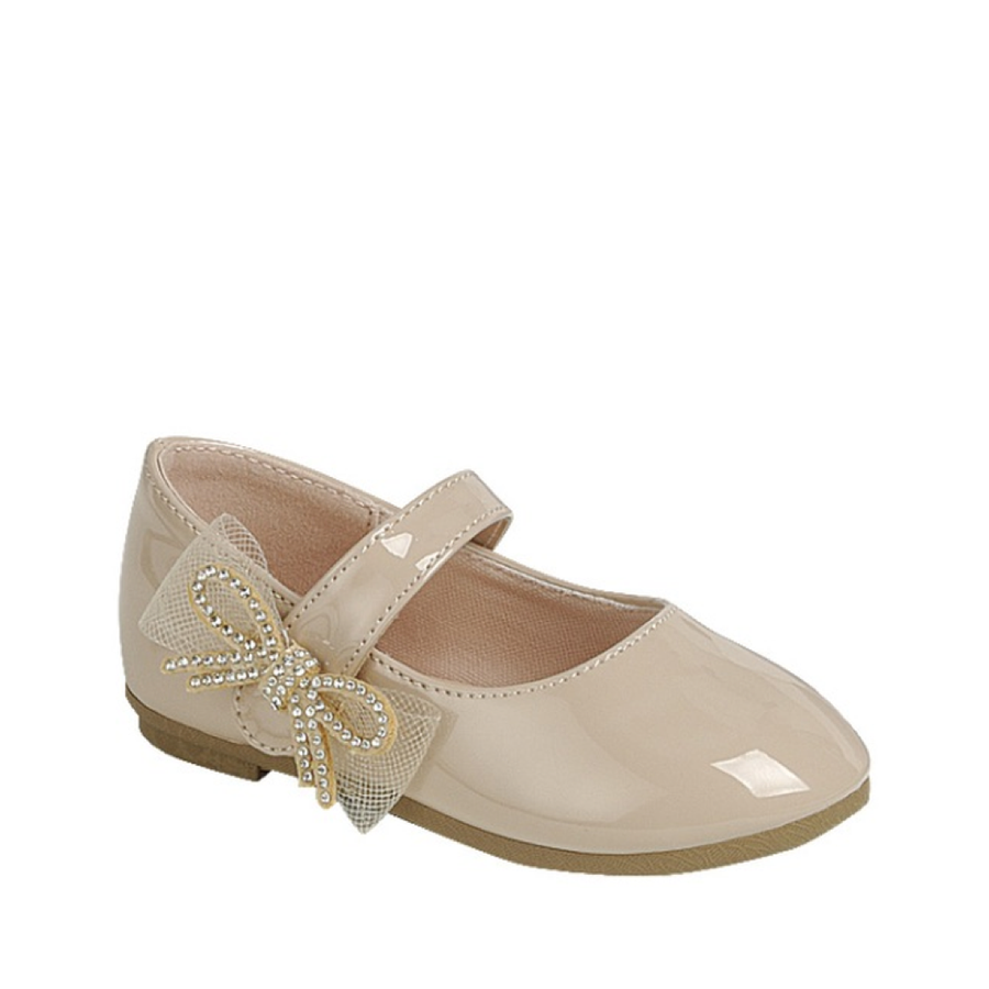 Pearl & Mesh MaryJane Toddler Flat (NUDE)
