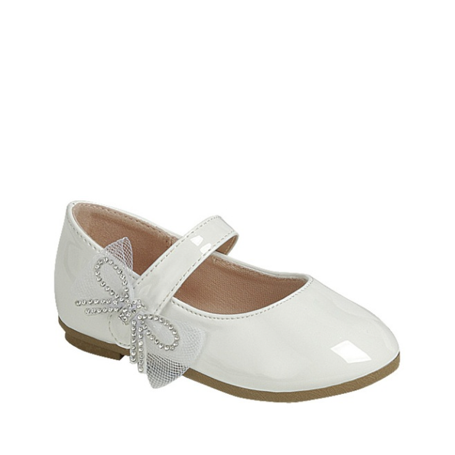 Pearl & Mesh MaryJane Toddler Flat (WHITE)