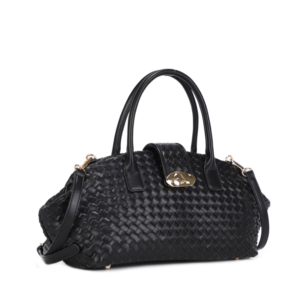 Woven Strap Accent Oval 2Way Bag (BLACK)