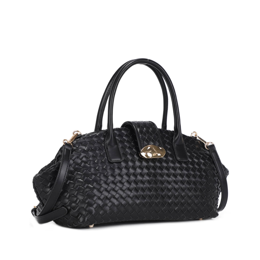 Woven Strap Accent Oval 2Way Bag (BLACK)