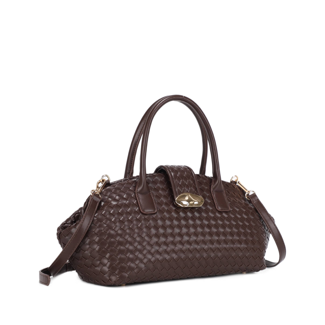 Woven Strap Accent Oval 2Way Bag (CHOCOLATE)