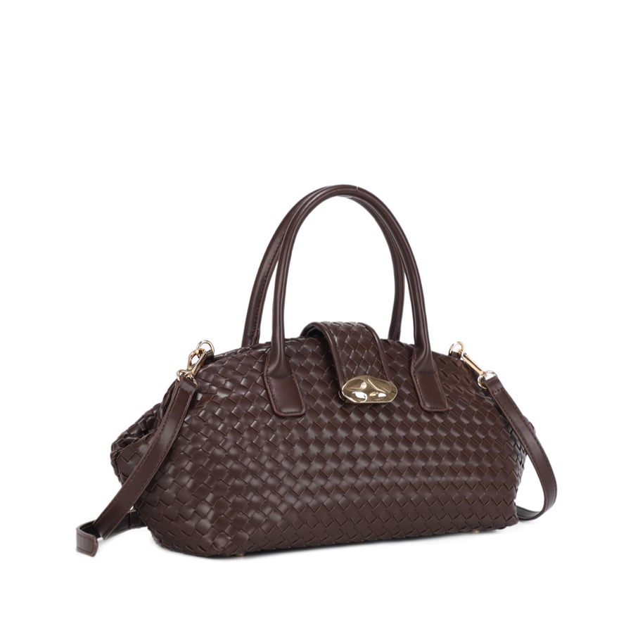Woven Strap Accent Oval 2Way Bag (CHOCOLATE)