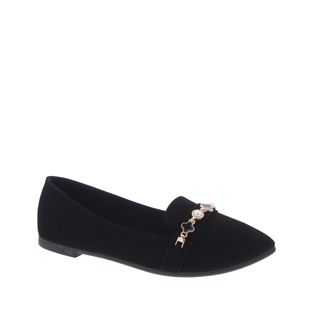 Clover Chain Dress Loafer Flat (BLACK)