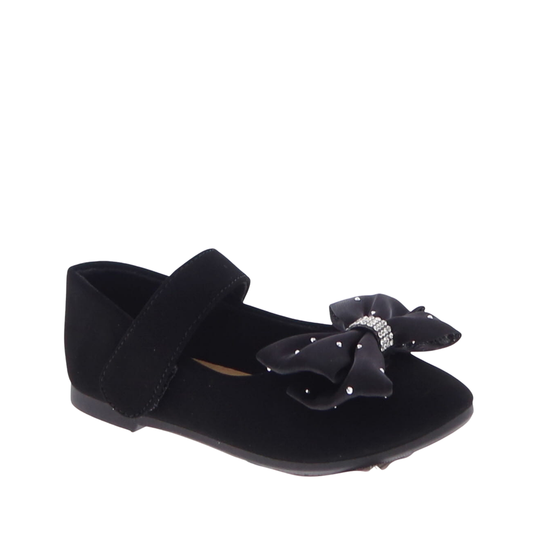 Tulle Rhinestone Bow Toddler Dress Flat (BLACK)