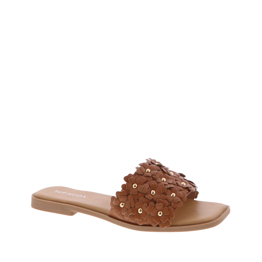 3D Flower Sli-On Sandal (TAN)