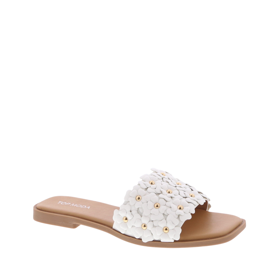 3D Flower Sli-On Sandal (WHITE)