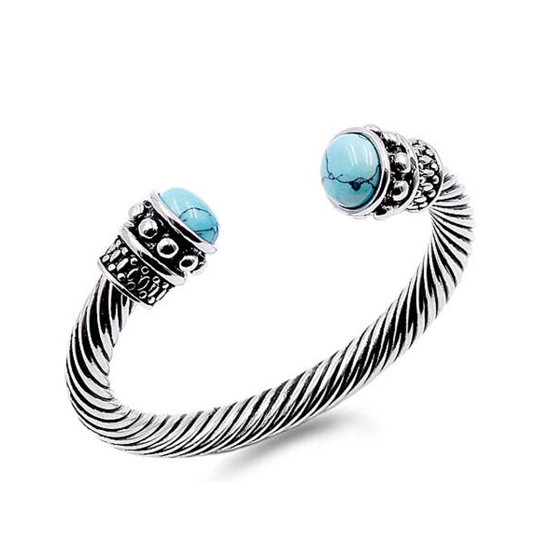 Rhodium Blue Cats Eye Cable bracelet