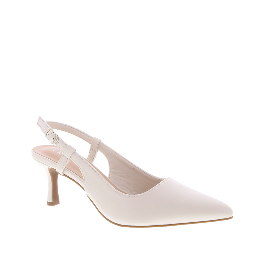 Pointed Slingback Kitten Heel Pump (IVORY)