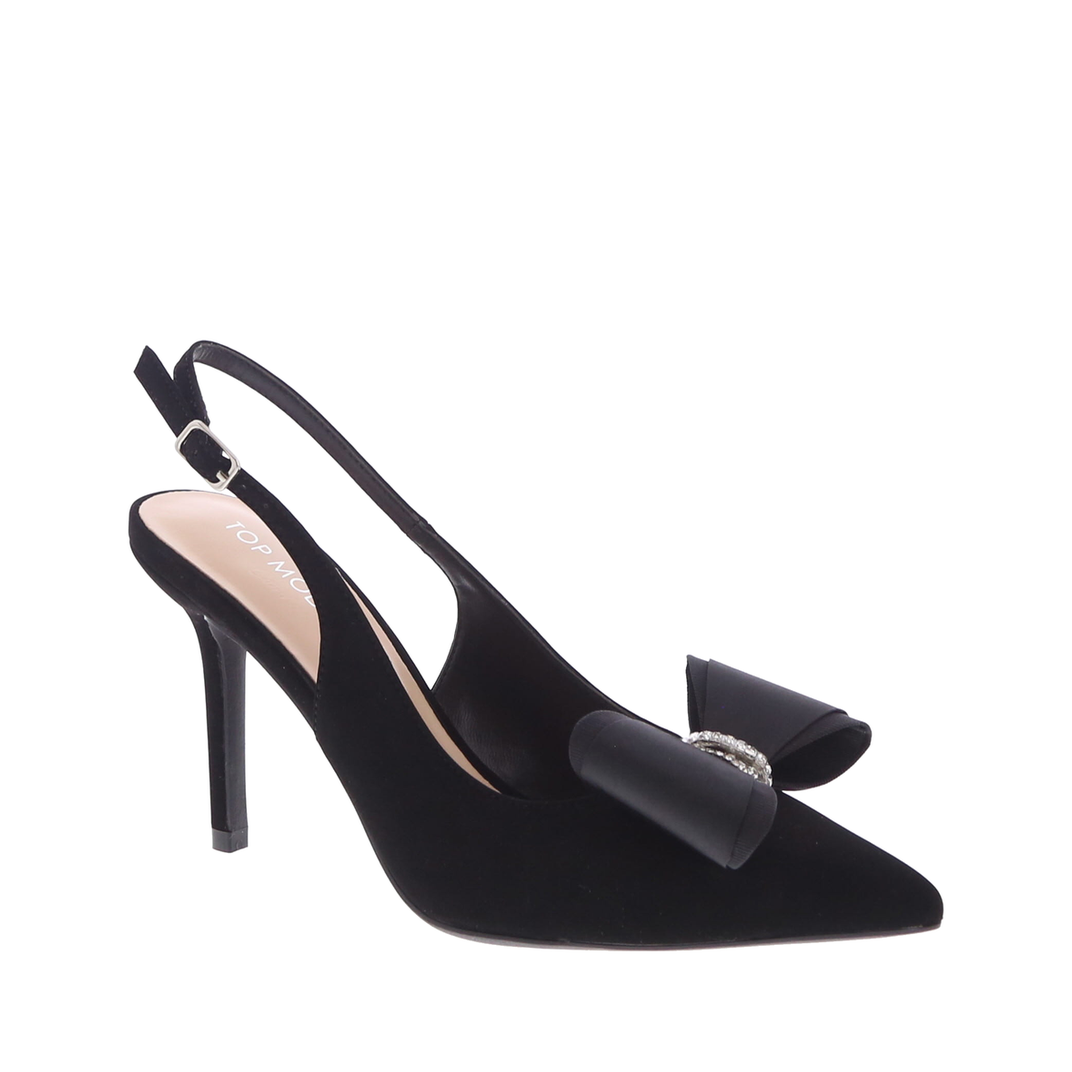 Sleek Bow Slingback Pointed Pump (BLACK)