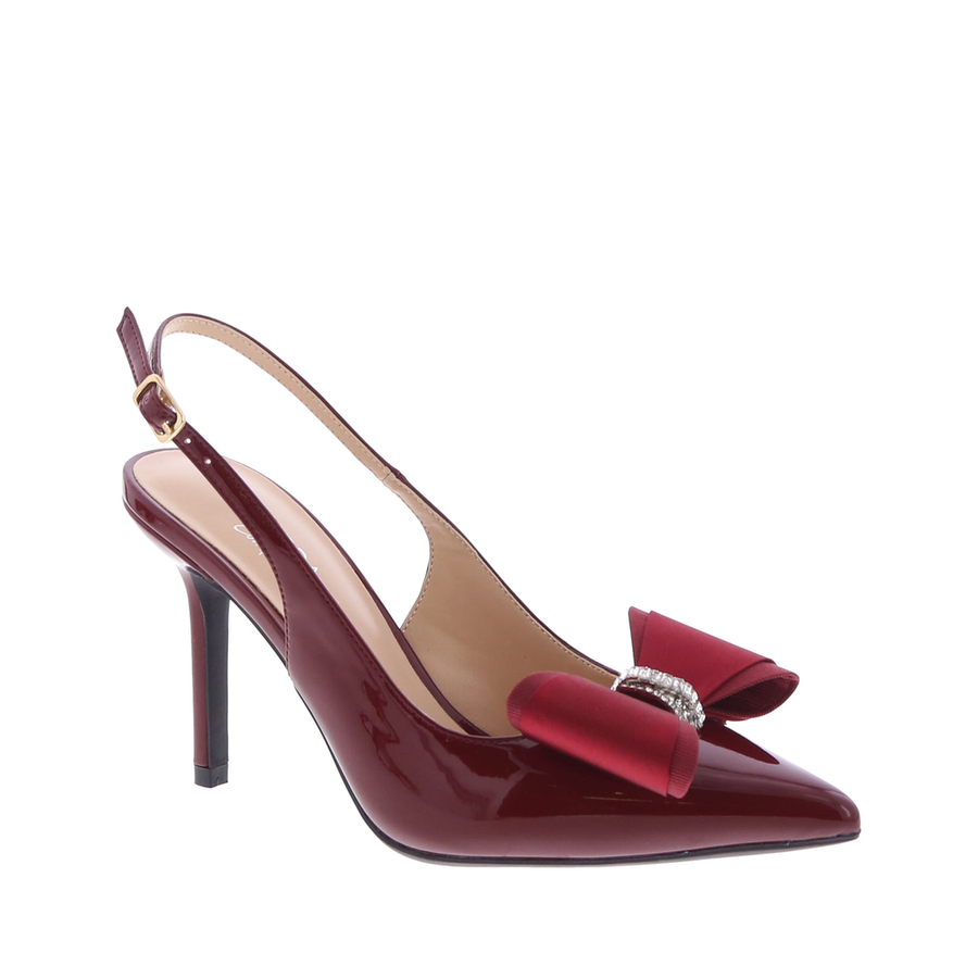 Sleek Bow Slingback Pointed Pump (CHERRY)