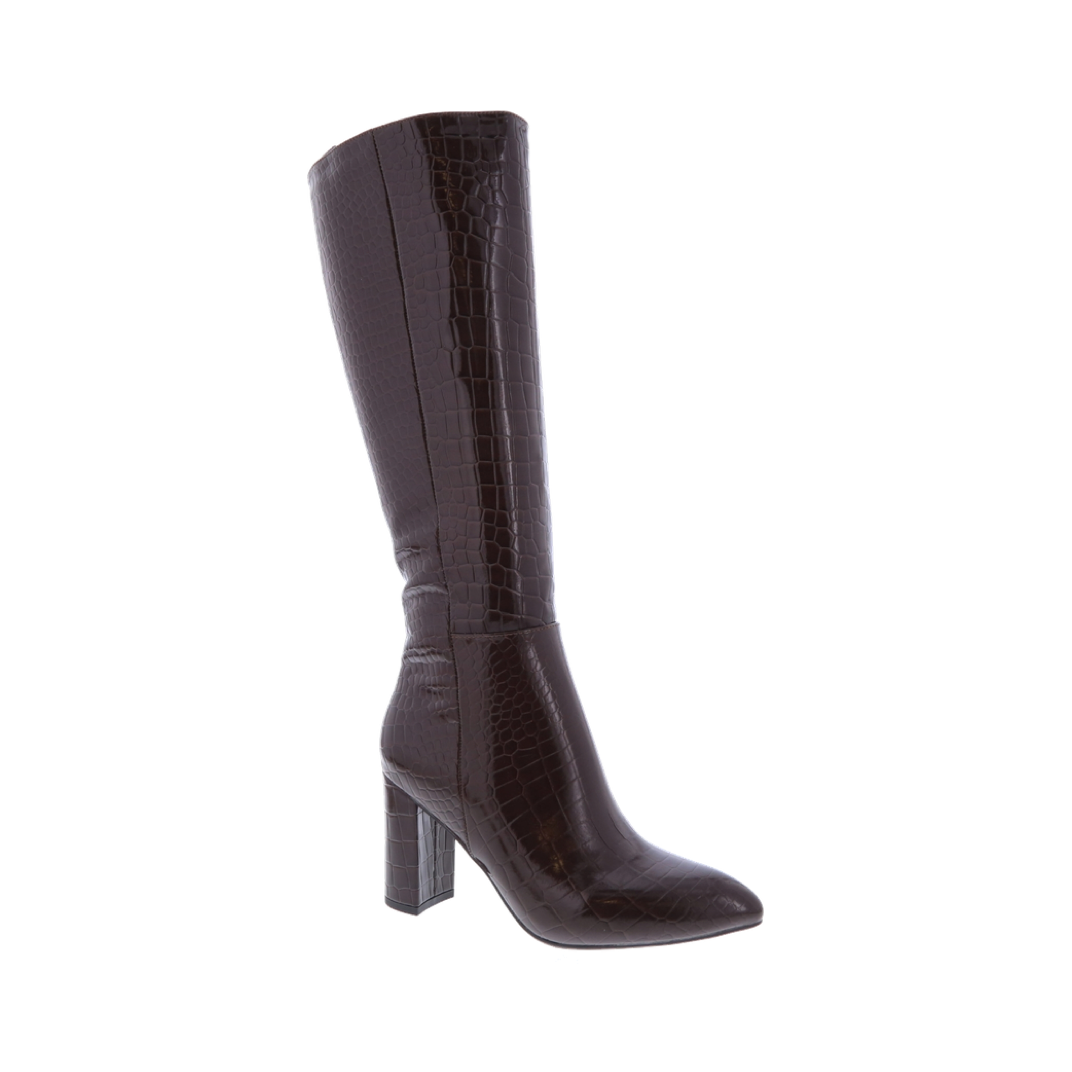 Croc Knee High Dress Boot (BROWN CROC)